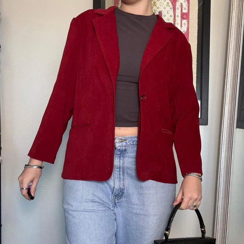 Vintage Cherry Red Suede Blazer